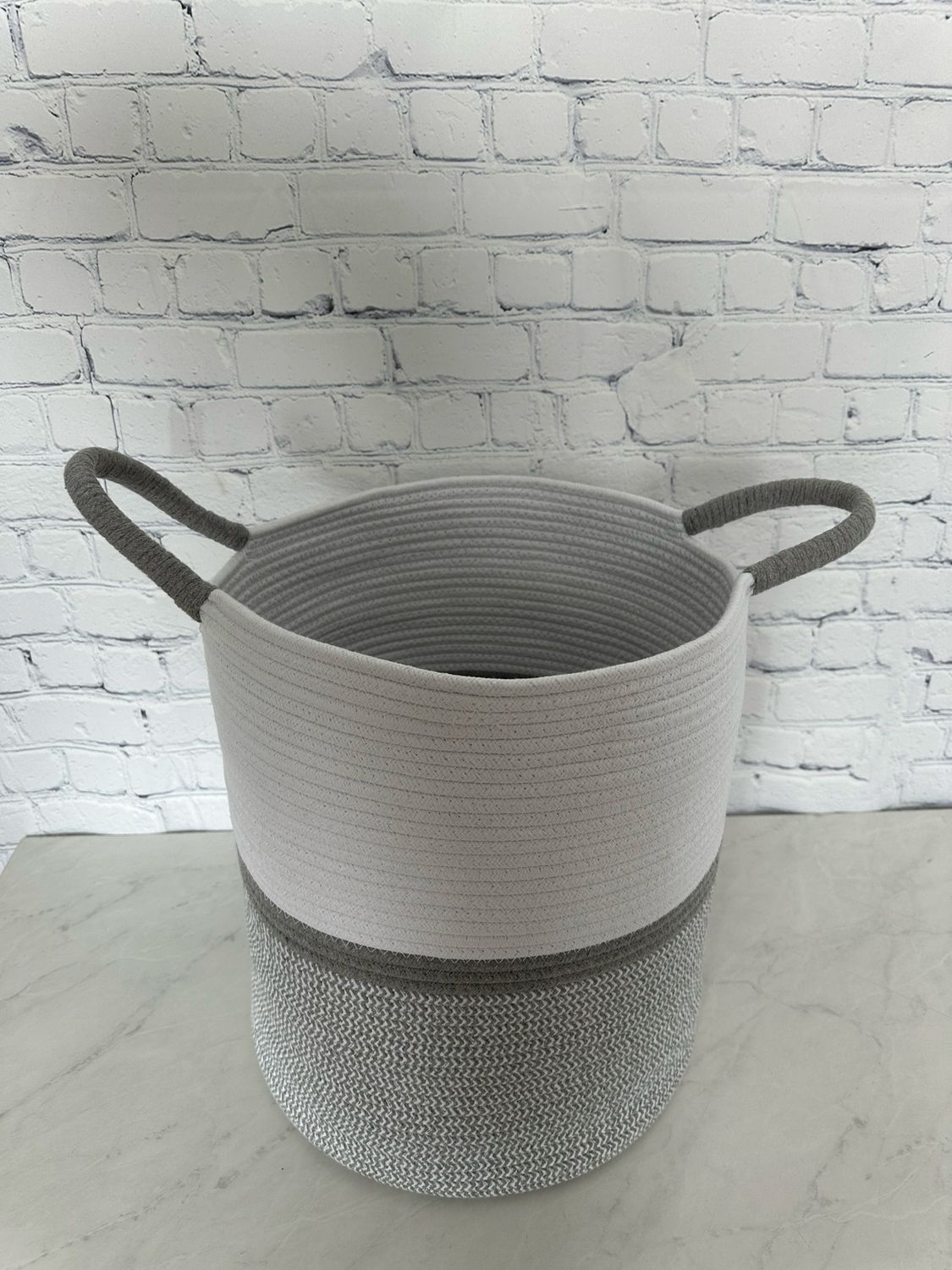 Large White & Grey Floor Basket