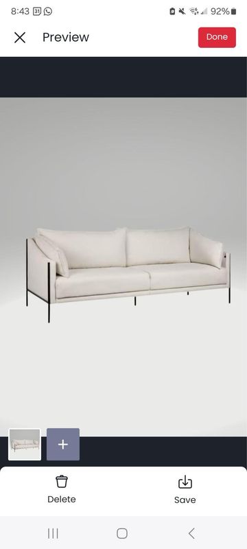 Modern Cream Sofa W/ Metal Legs