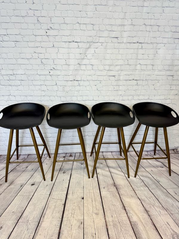 Chic Black & Gold COUNTER Stool - Set Of 4