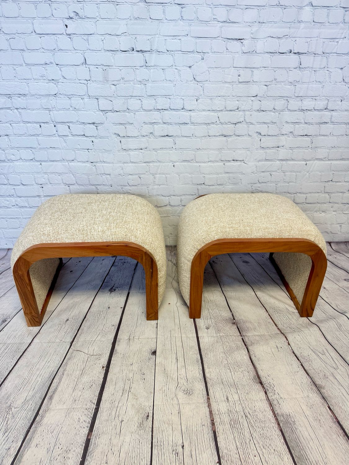 Sand Color U Shaped Ottomans-set Of 2