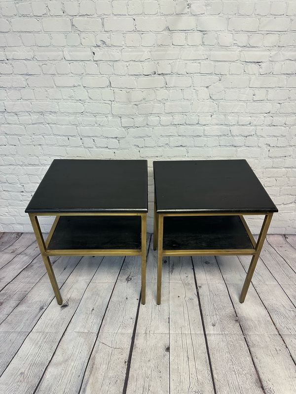 Gold Metal & Wood End Table - Set Of 2