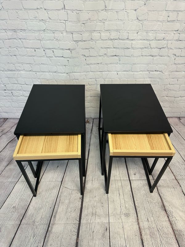 Metal & Wood Nesting End Table - Set Of 2
