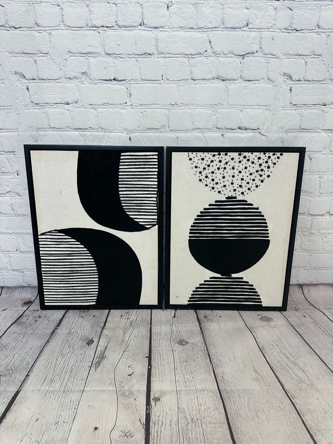 Black & White Framed Abstract Art - Set Of 2