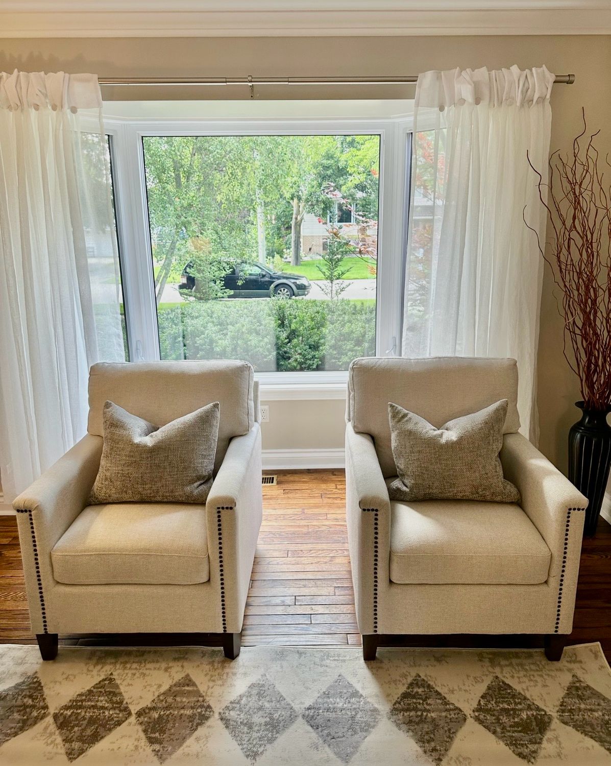 Beige Nailhead Club Chair - Set Of 2