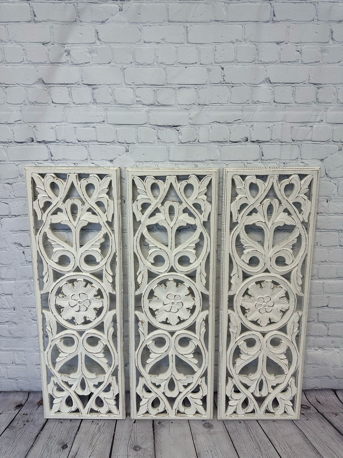 White Wooden Art - Set Of 3