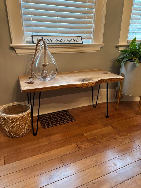 Locally Made White Oak Live Edge Bench