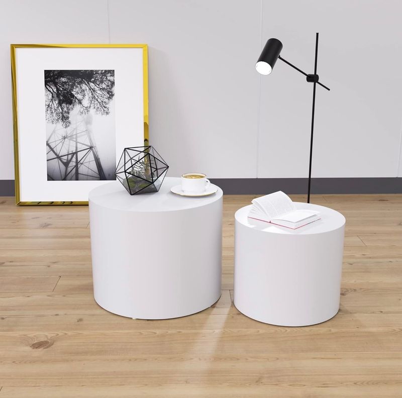 White Nesting Coffee Table - Set Of 2