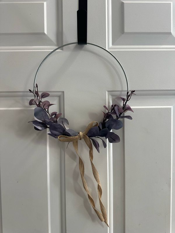 Small Purple Greenery Wreath w/ Silver Ring