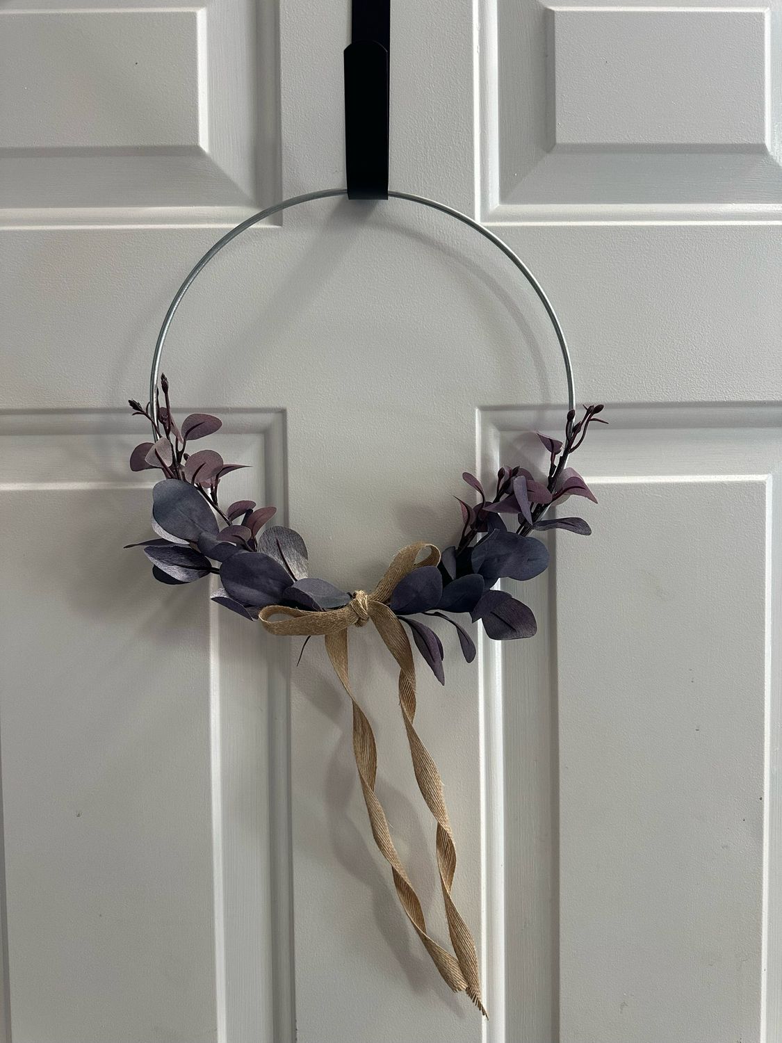 Small Purple Greenery Wreath w/ Silver Ring