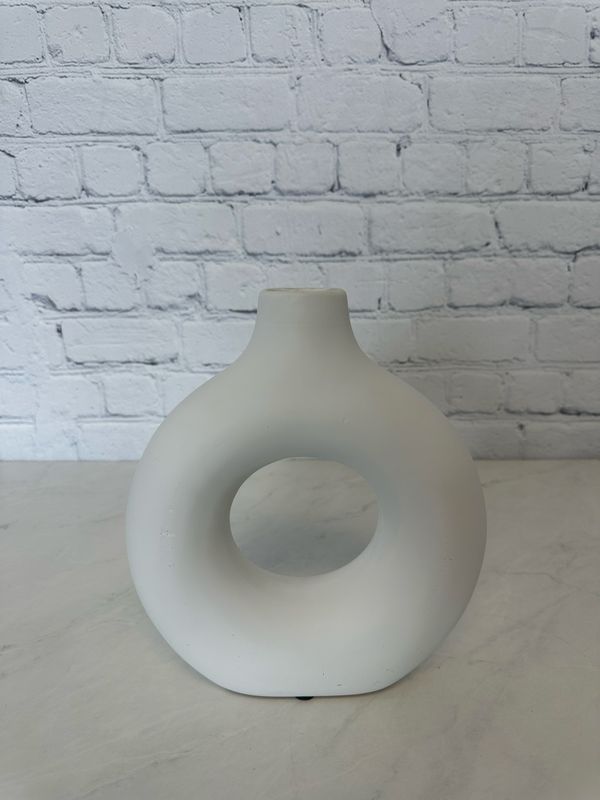 Large White Circle Vase