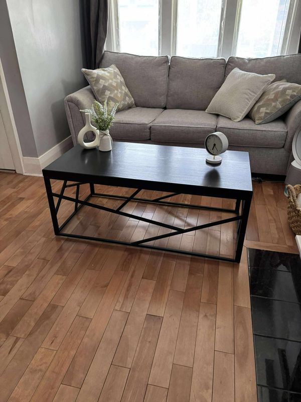 Black Modern Wood Top Coffee Table