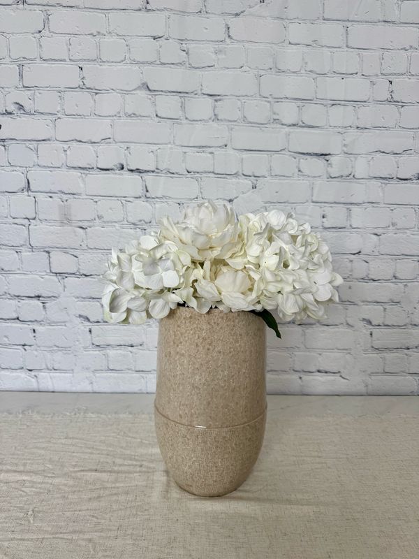 Sand Color Vase With White Floral