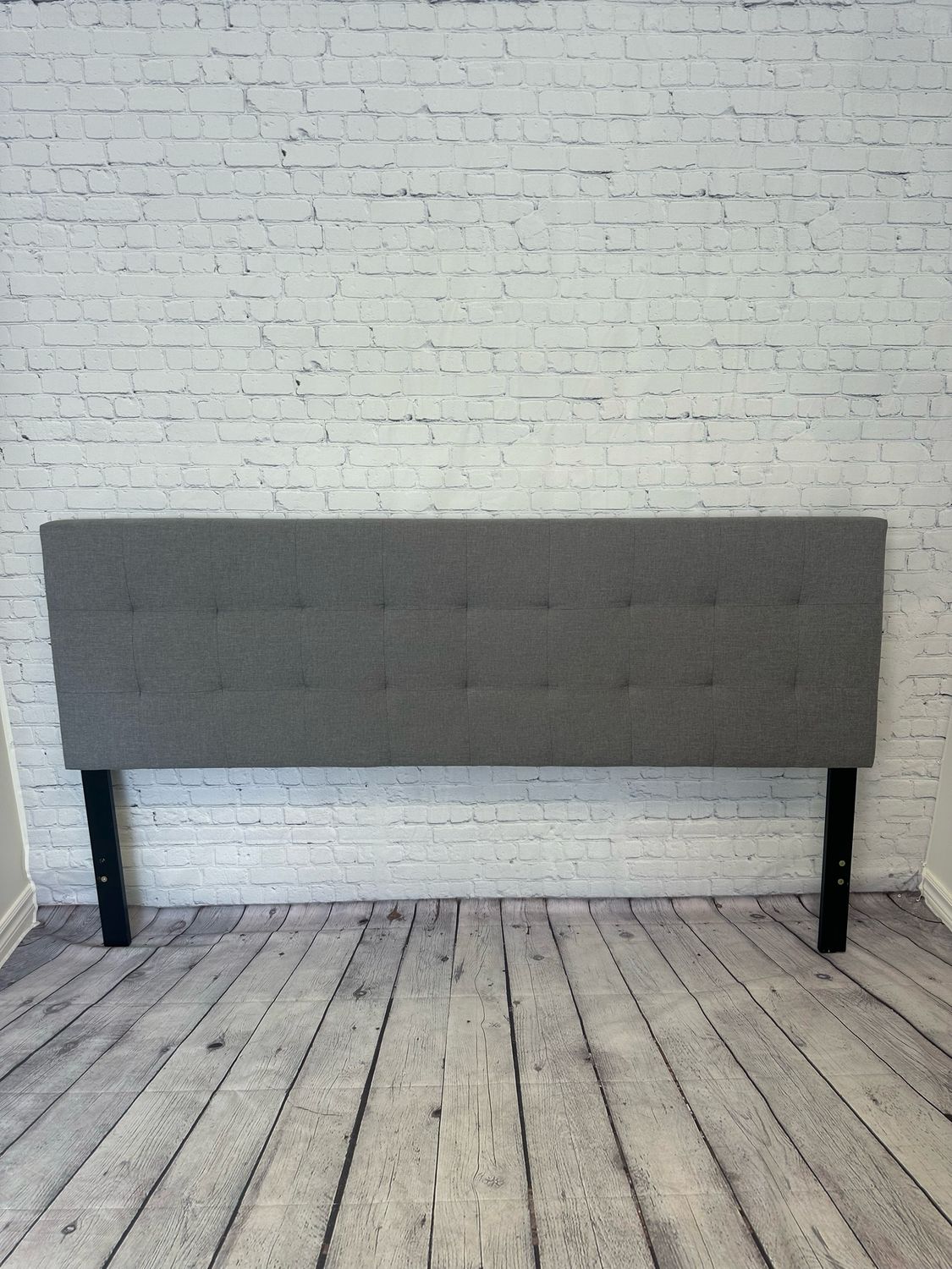 Grey Pleated Headboard - King