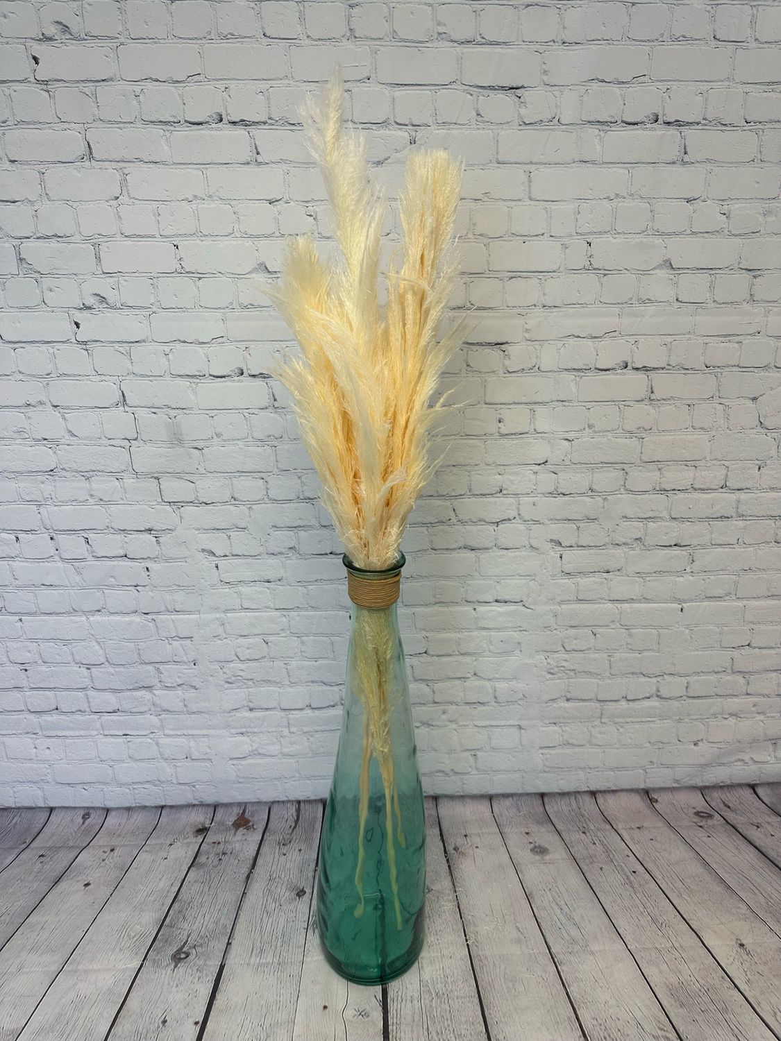 Turquoise Tinted Glass Floor Vase