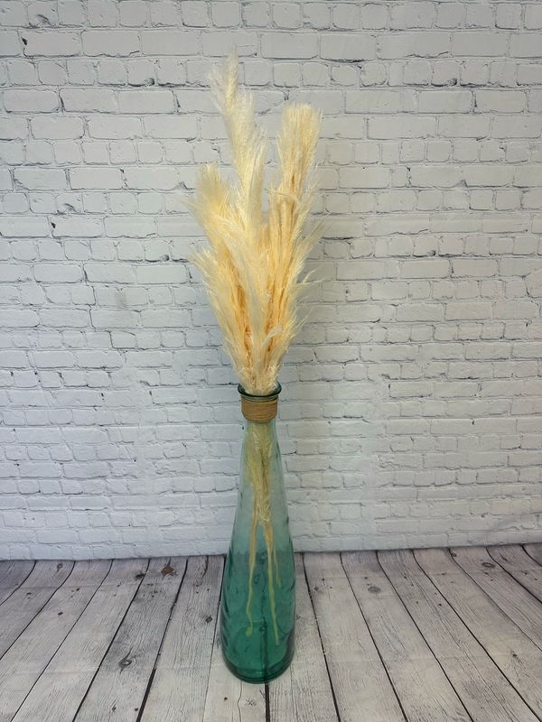 Turquoise Tinted Glass Floor Vase