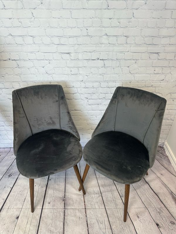 Sharp Grey Modern Chair w/ Line Detail - Set Of 2