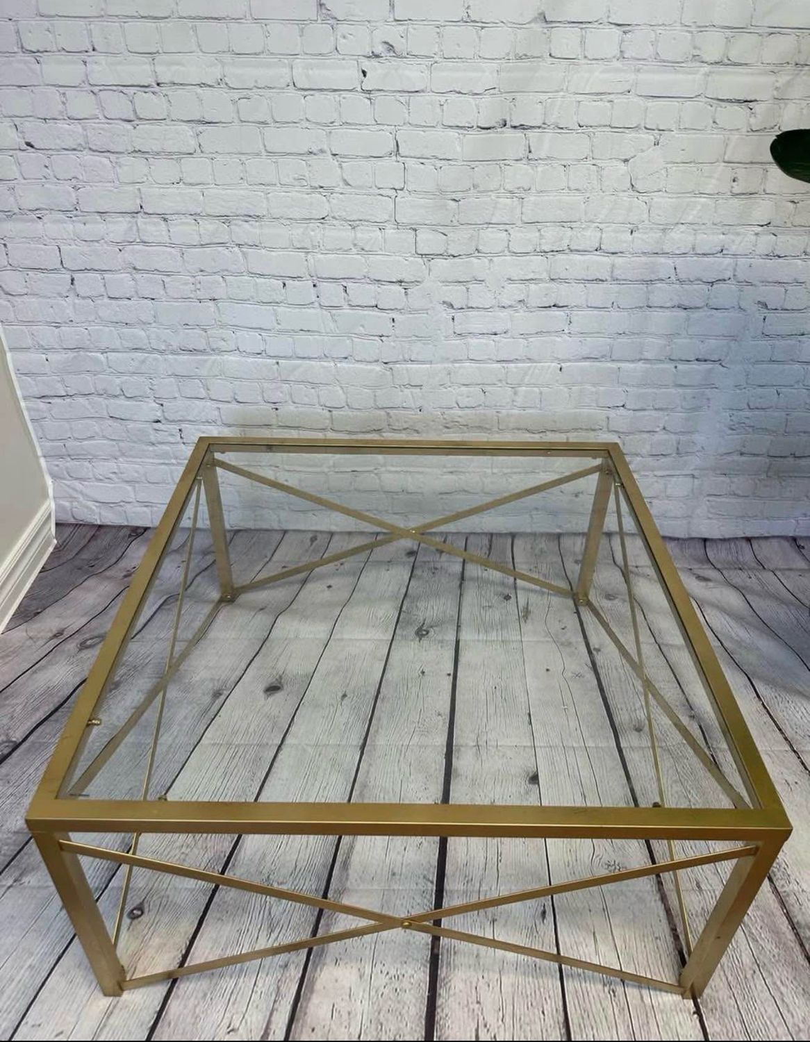 Square Gold & Glass Coffee Table