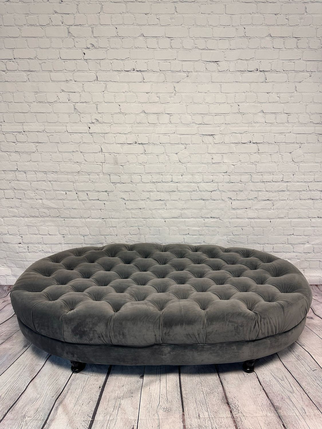 XL Dark Grey Tufted Ottoman