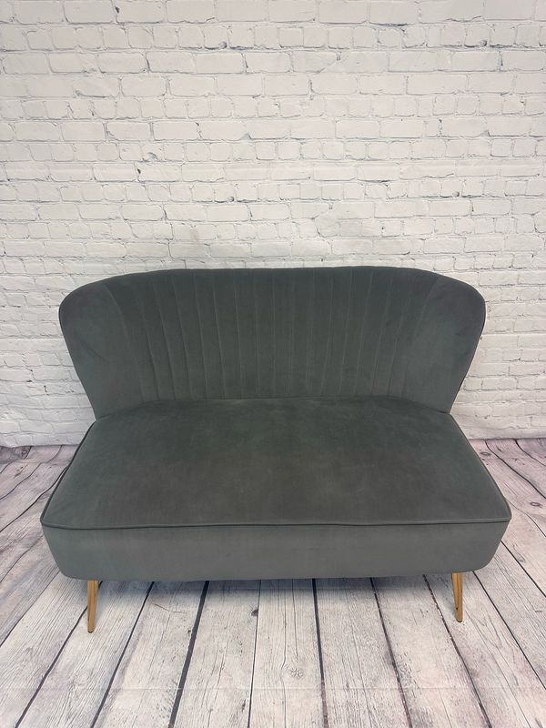 Chic Grey Loveseat w/ Gold Legs