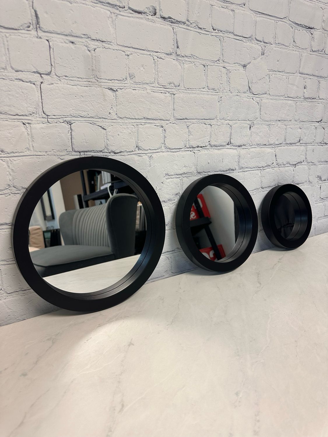 Black Framed Mirror - Set Of 3