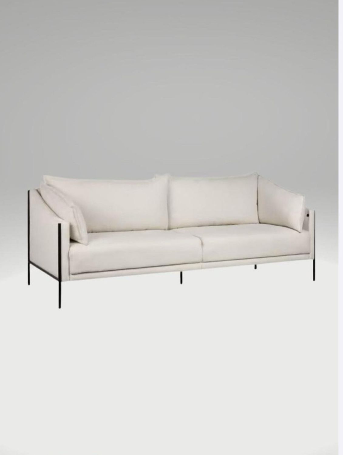 Modern Cream Sofa W/ Metal Legs