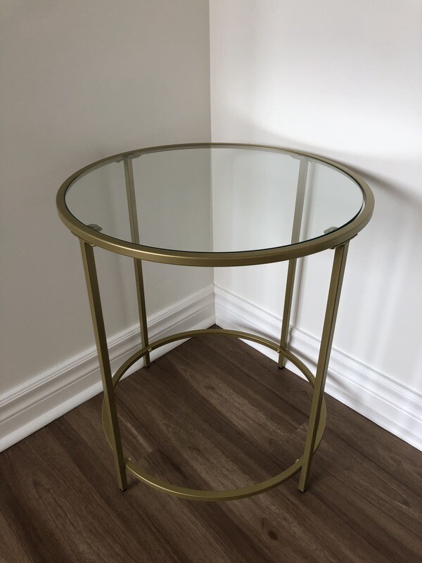 Metallic Gold & Glass End Table - Set Of 2