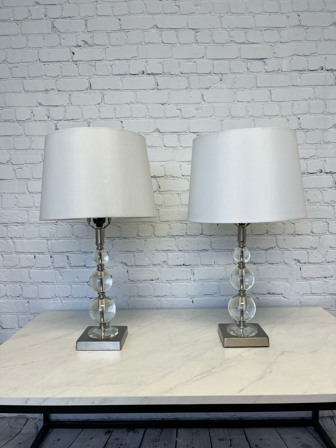 Stacked Glass Ball Lamp - Set Of 2