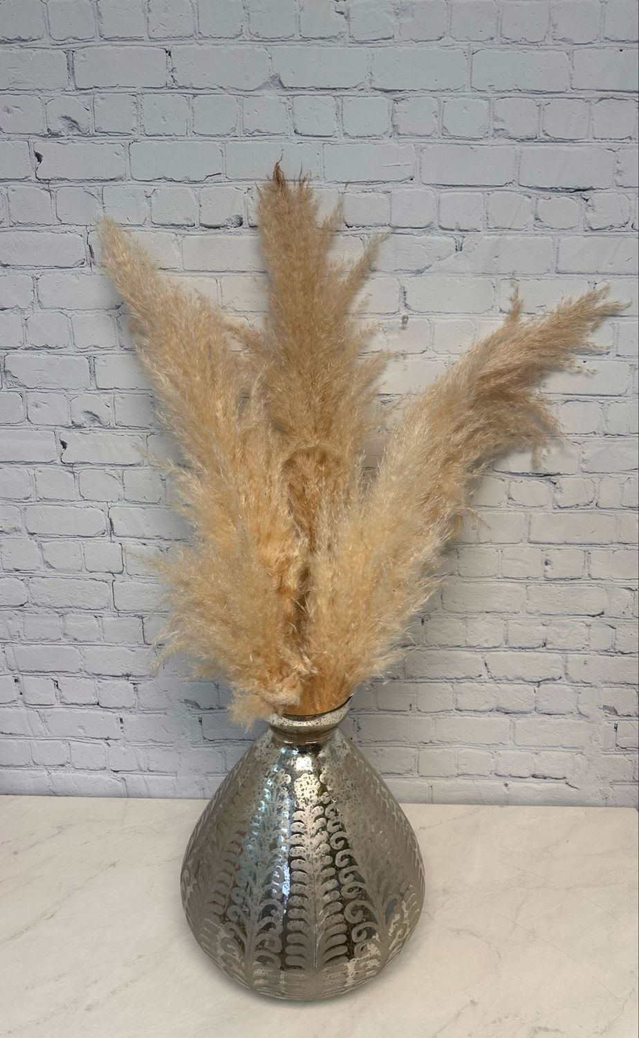 Large Frosted Chrome Glass Floor Vase