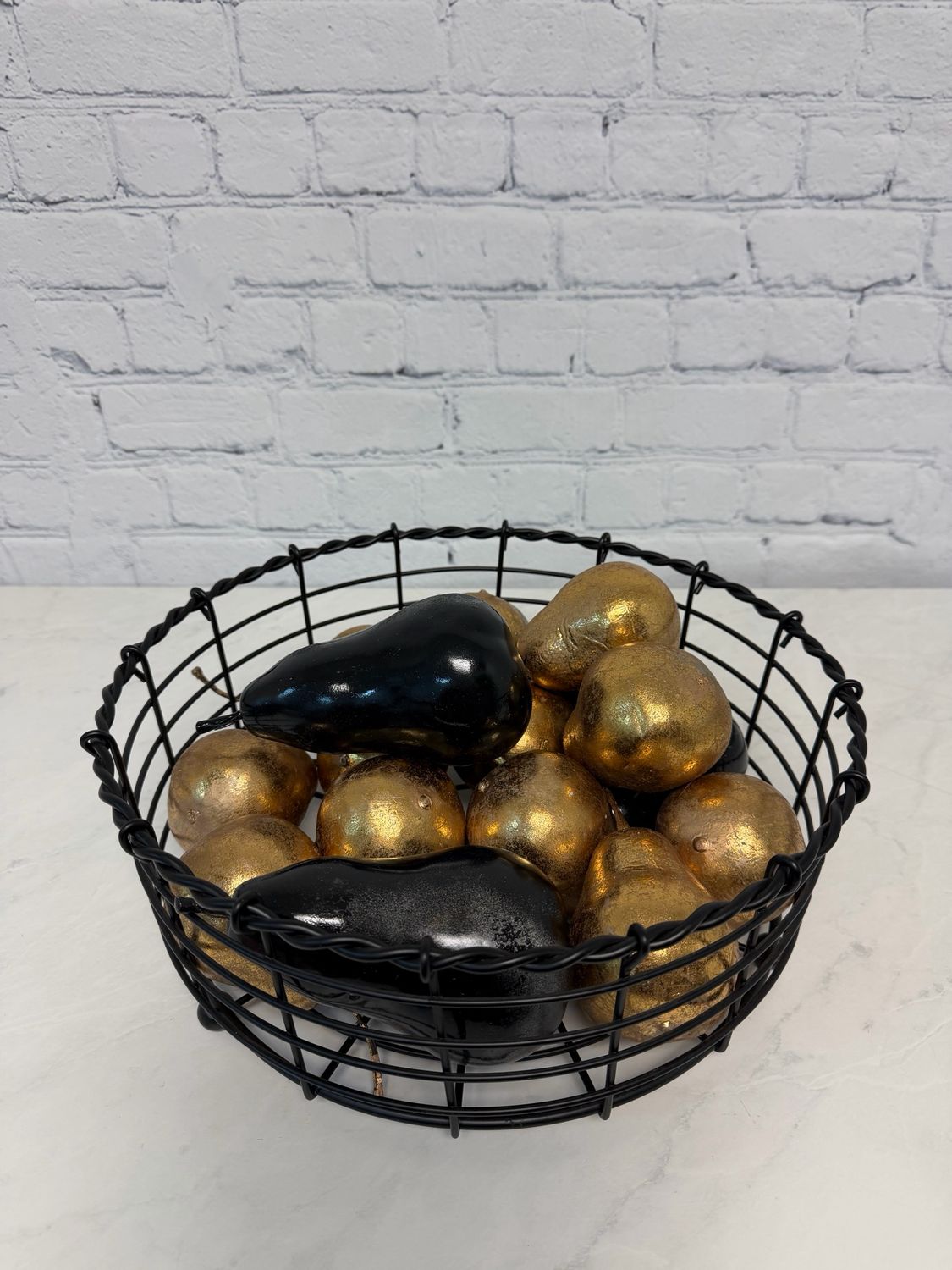 Large Black Metal Wire Bowl