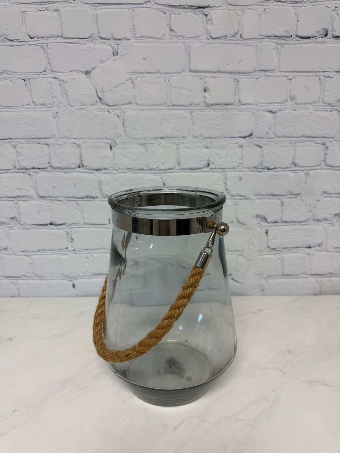 Blue Glass Vase w/ Rope