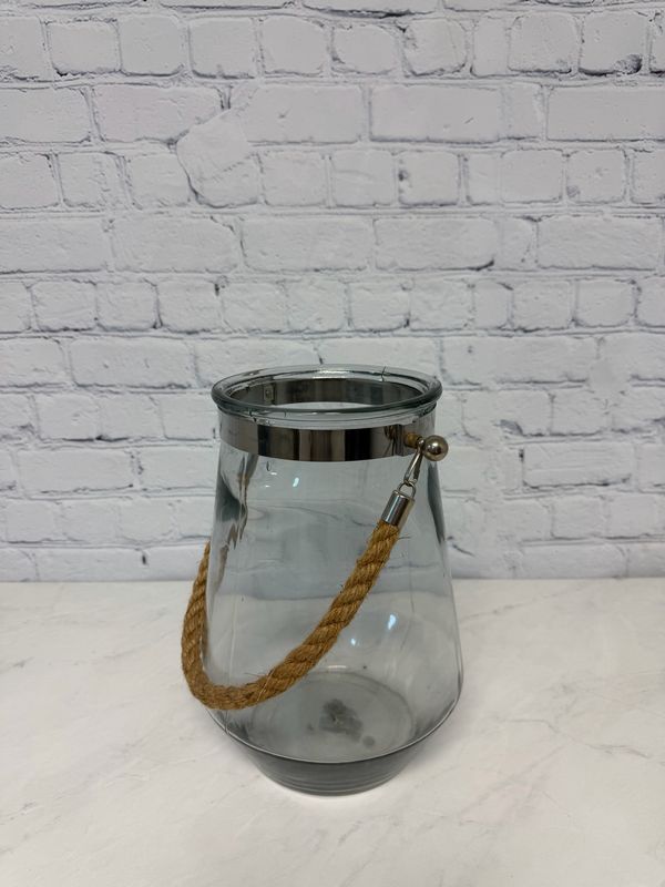 Blue Glass Vase w/ Rope