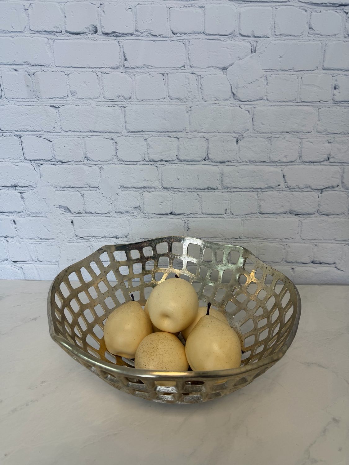 Gold Metal Bowl W/ Pears