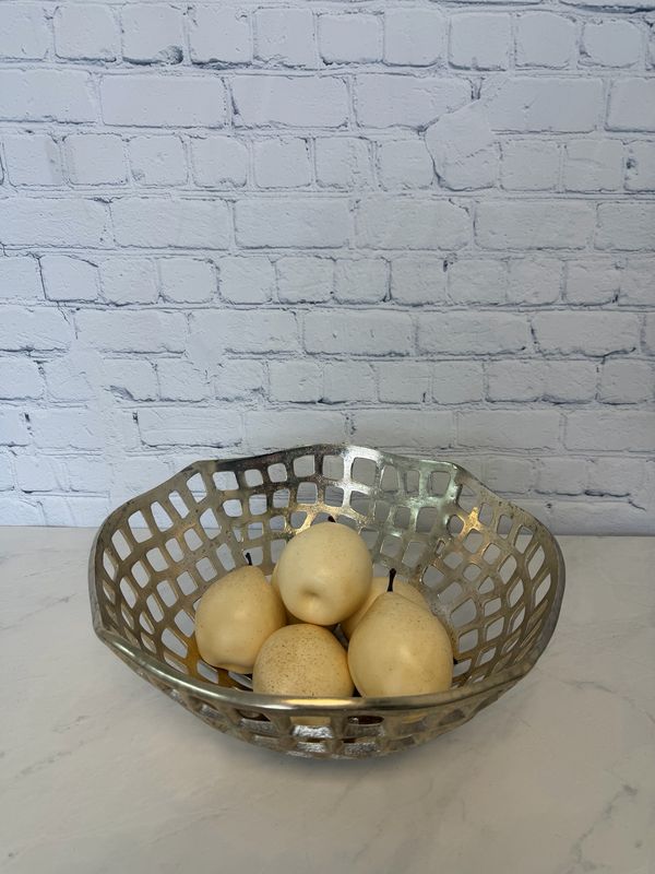 Gold Metal Bowl W/ Pears