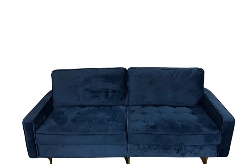 Royal Blue Sofa w/ Gold Legs