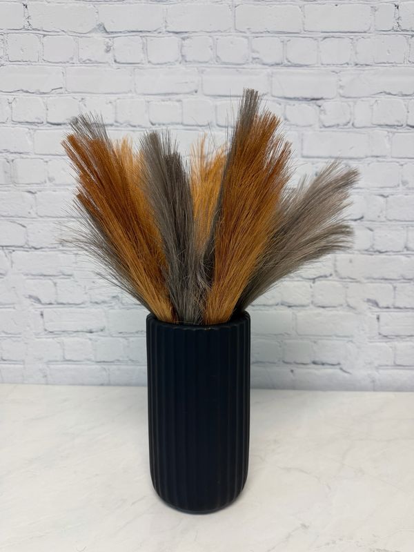 Medium Black Decorative Vase W/ Pampus