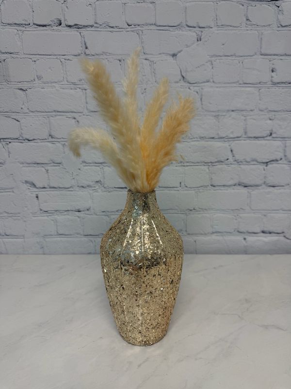 Gold Flaked Vase w/ Grey Pampas