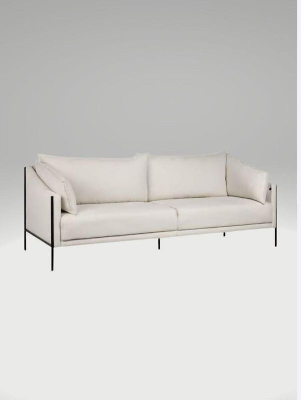 Modern Cream Sofa w/ Metal Legs
