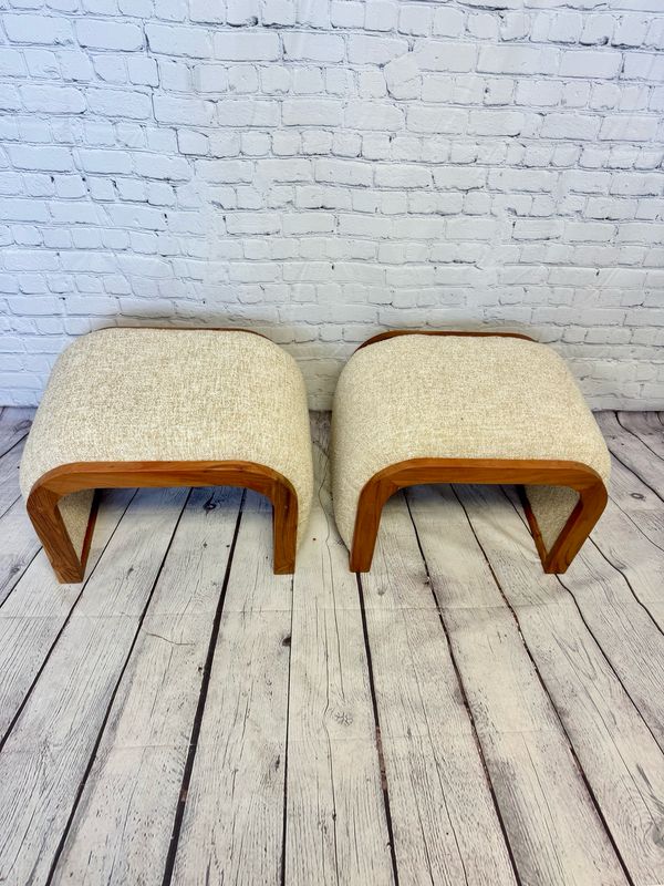 Sand Coloured U Shaped Ottoman - Set Of 2