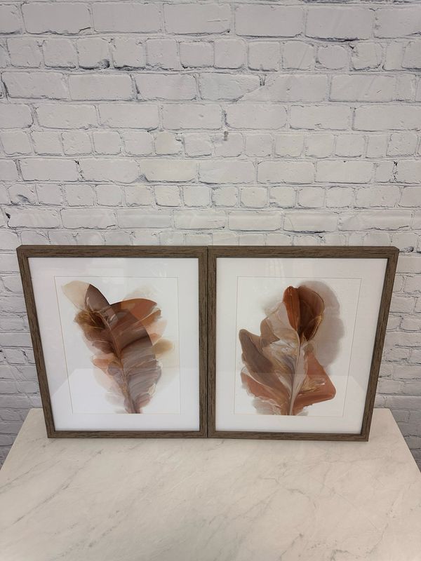 Brown Leaf Framed Print - Set Of 2