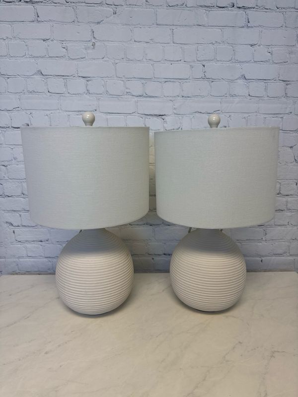 White Stone Lamps-Set Of 2 White Stone Lamps-Set Of 2