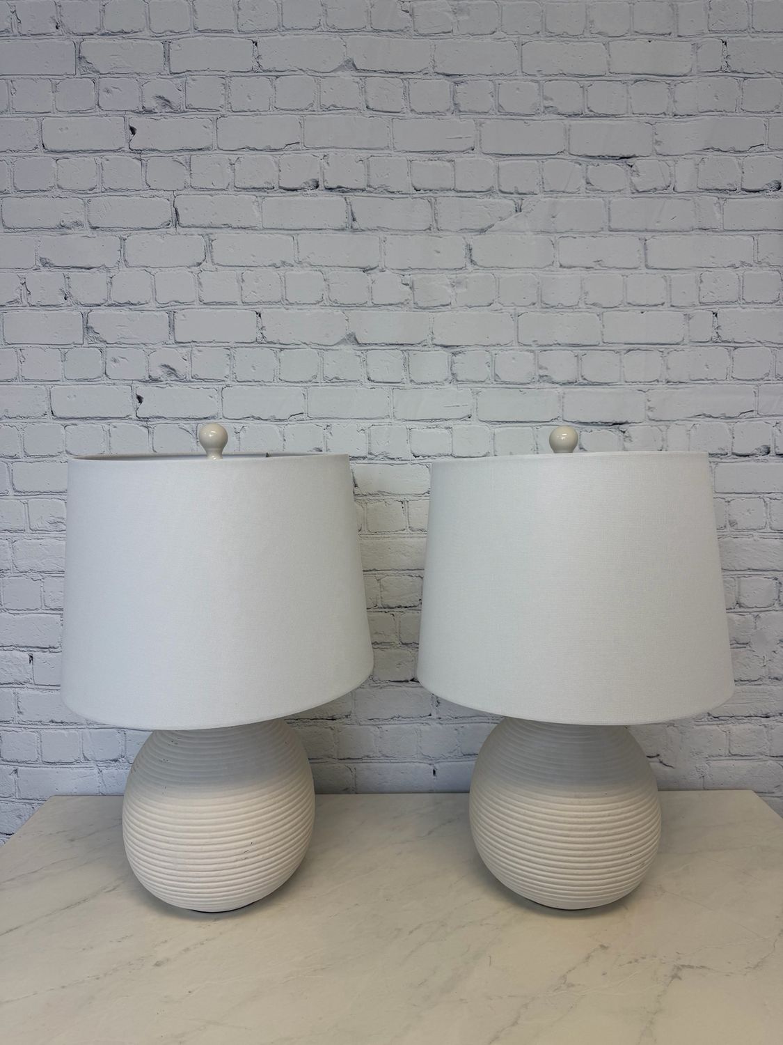 White Stone Lamp - Set Of 2