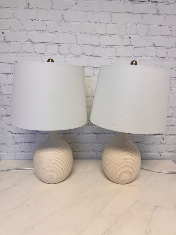 Woven Off White Lamps- Set Of 2 Woven Off White Lamps- Set Of 2
