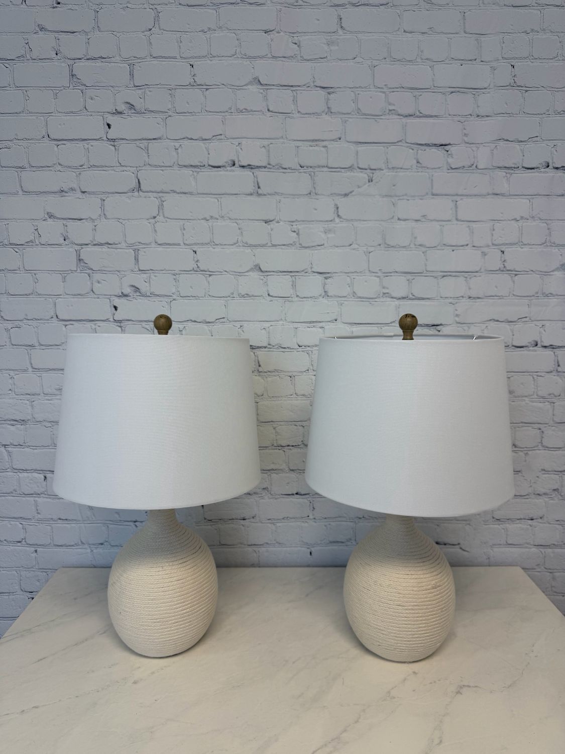 Woven Off White Lamp - Set Of 2