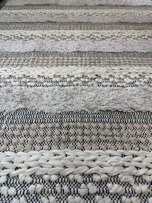 White/Beige/Black Boho Foldable Rug 4x6