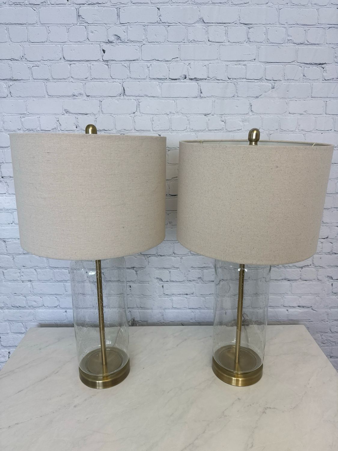Tall Matte Gold Bubble Glass Lamp - Set Of 2