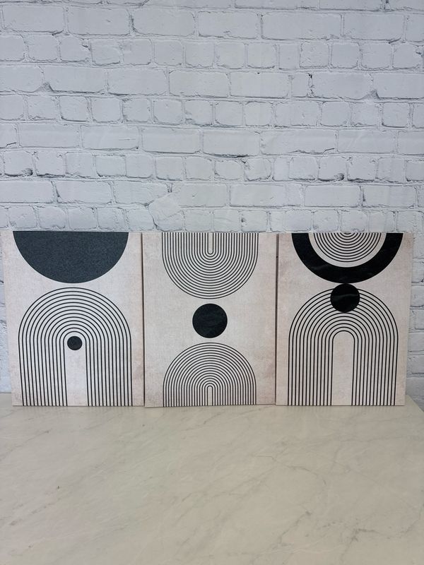 Neutral Abstracts Canvas - Set of 3