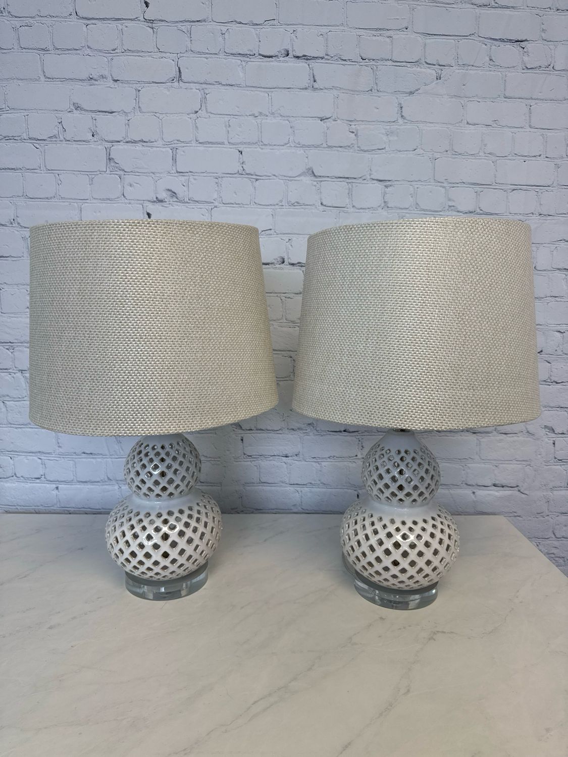 White & Sand Lamp - Set Of 2
