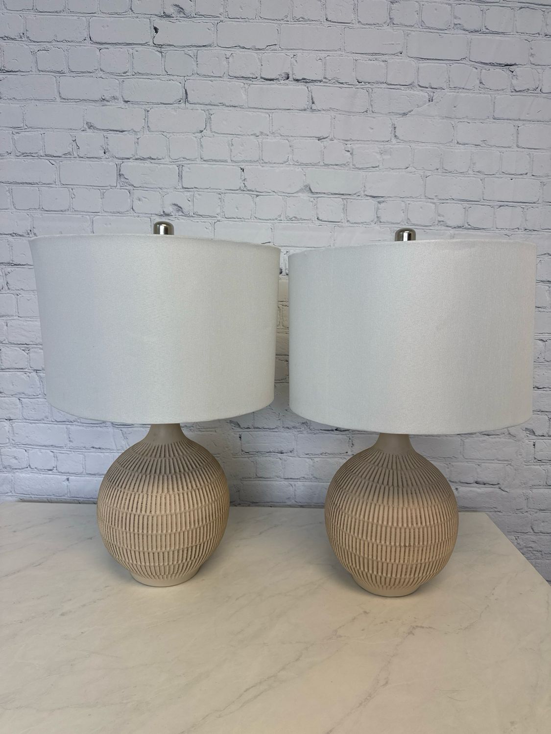 Bisque Textured Lamp - Set Of 2