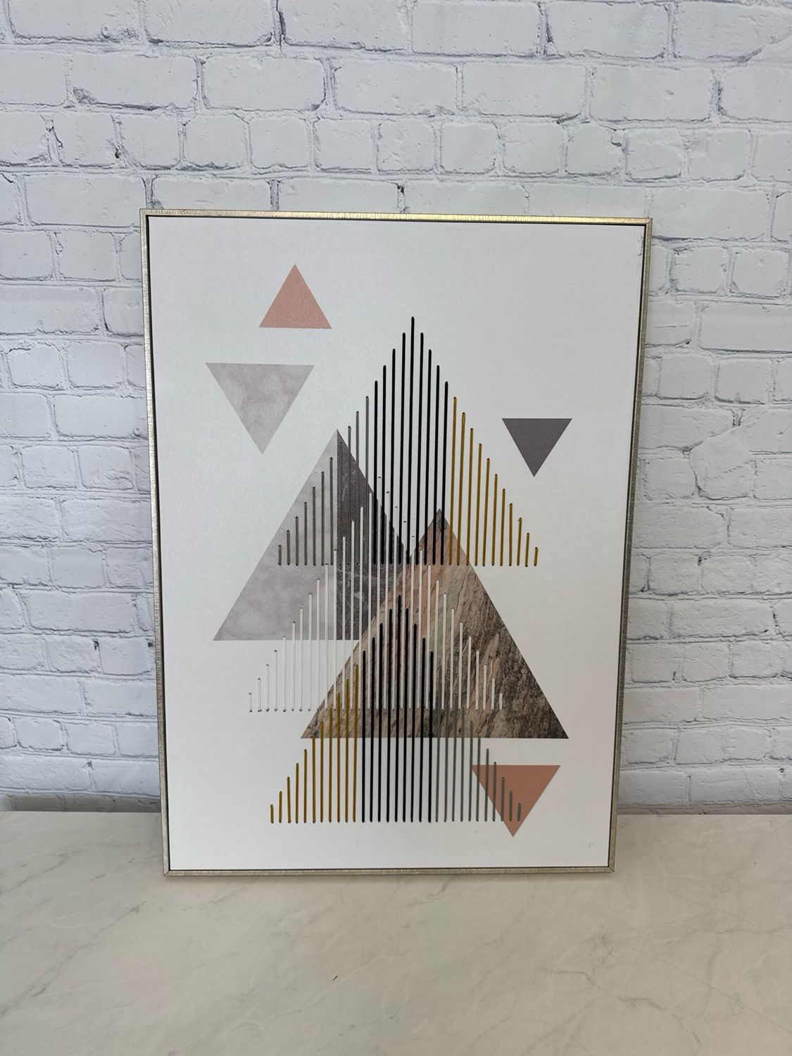Neutral Triangles Framed Canvas