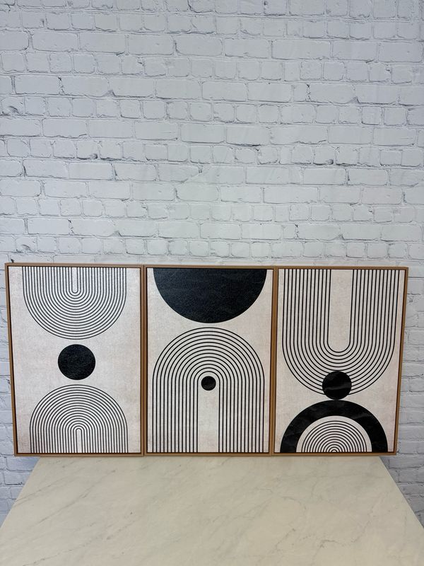 Neutral Abstract Framed Canvas - Set Of 3